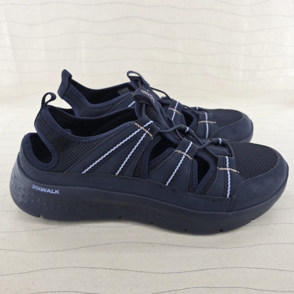 Skechers Womens Go Walk Flex SKX Navy Blue Sandals Shoes 141477 Size 12 EUC - Picture 1 of 10